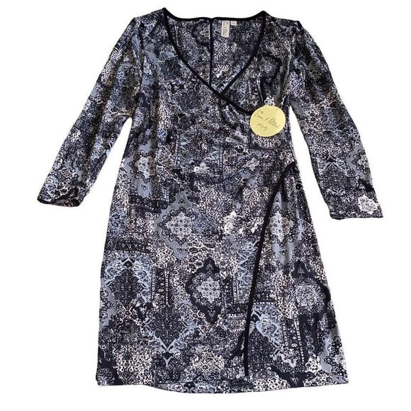 Emma & Michelle NWT London Style Wrap Dress Knee Length Quiet Luxery Size 14 - Picture 1 of 5